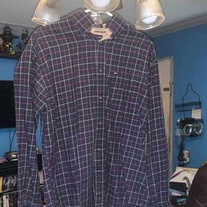 Tommy Hilfiger Blue plaid Button up Mens Size S